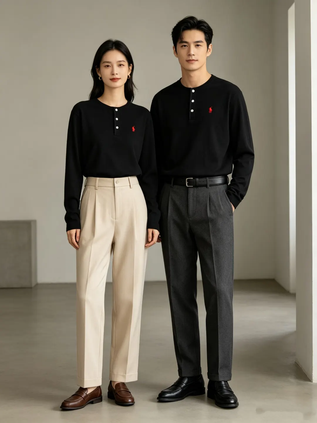 Long-Sleeved Cotton Henley Polo Shirt D17022722 — view 37