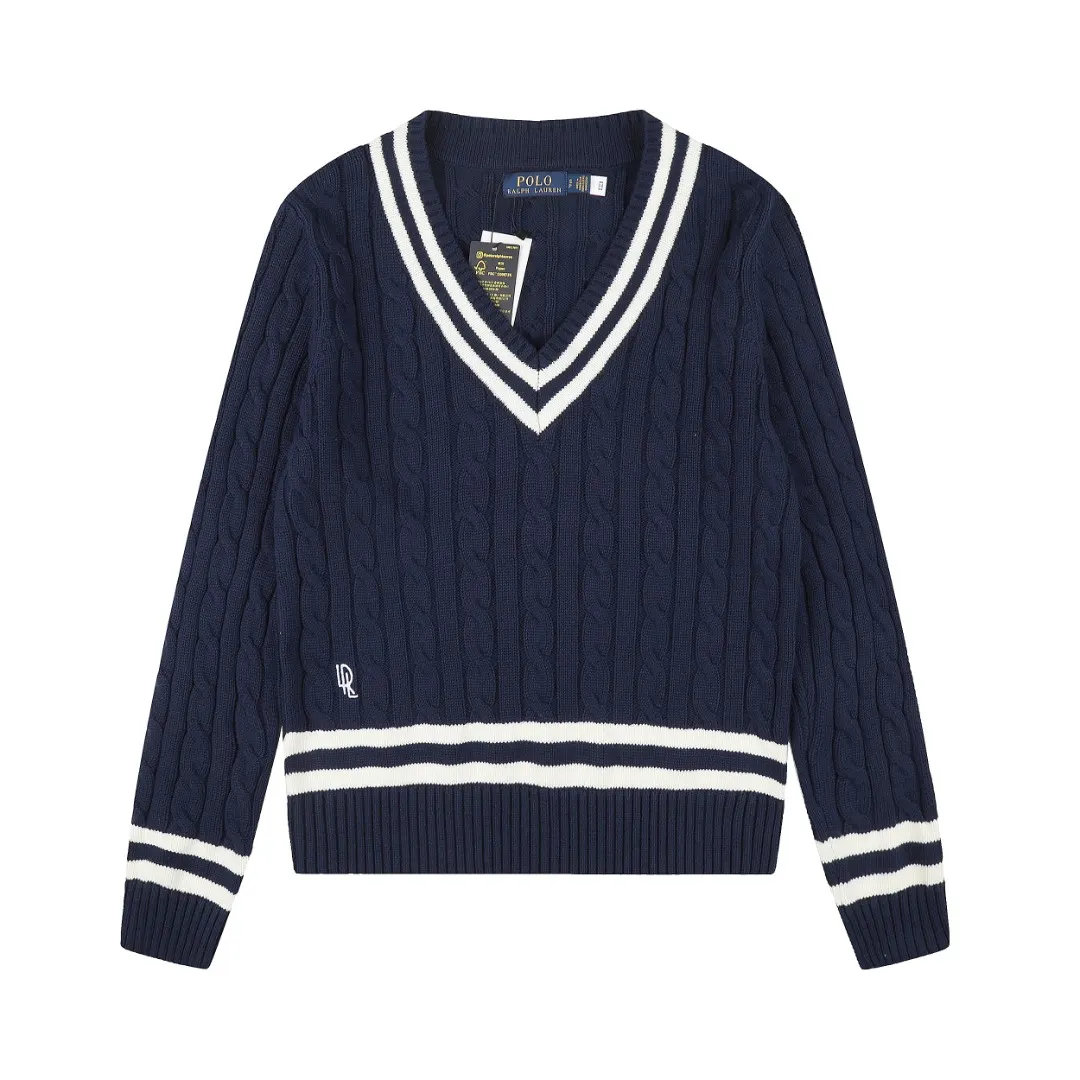 Cricket-Style Cable-Knit V-Neck Sweater D17522951