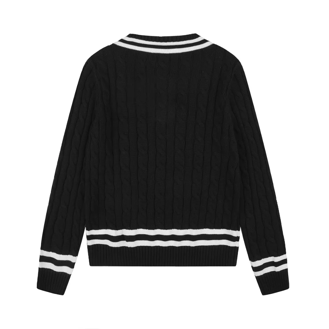 Cricket Stripe Cable-Knit V-Neck Sweater D17522954 — view 2