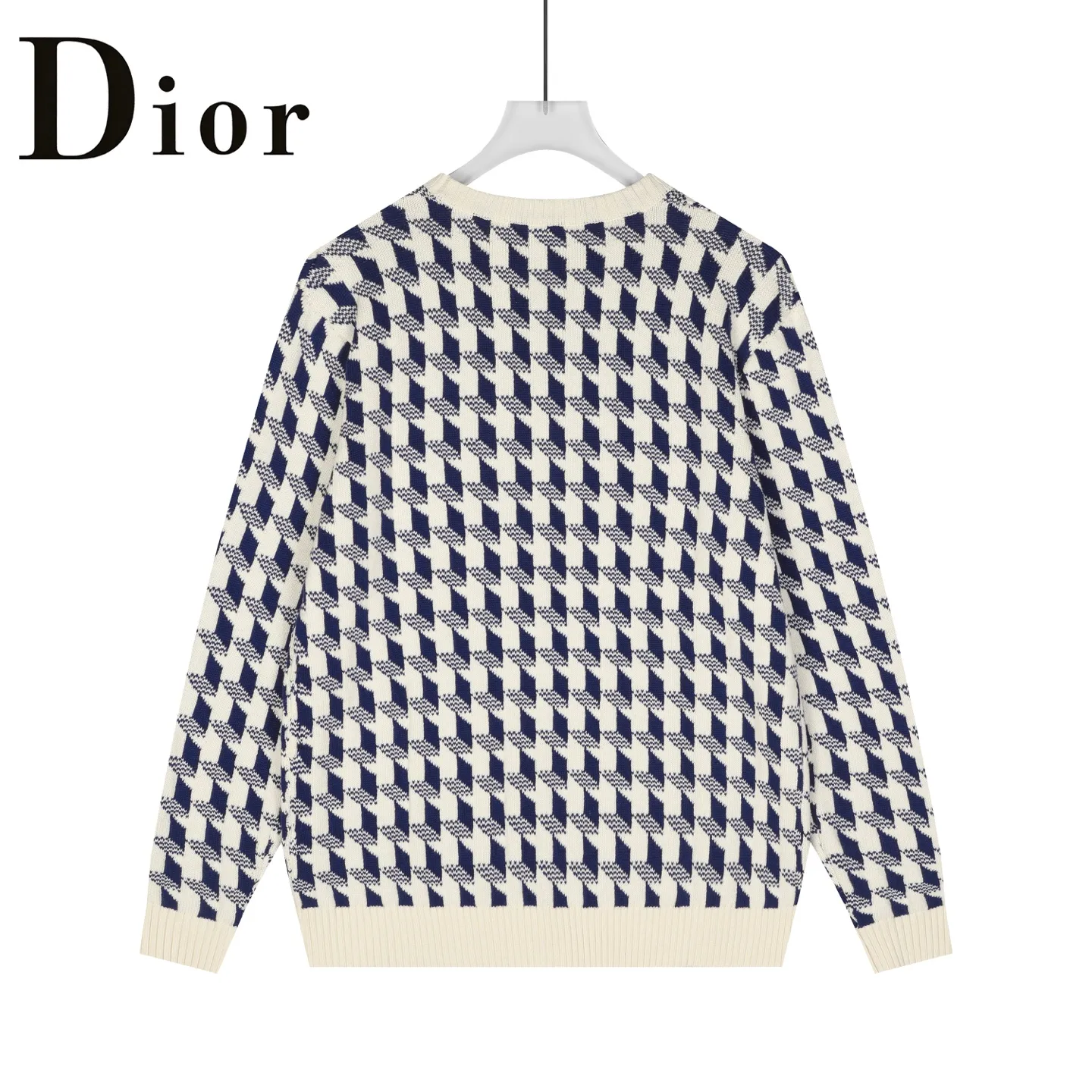 Houndstooth Jacquard Wool Crew-Neck Sweater D21021101 — view 2