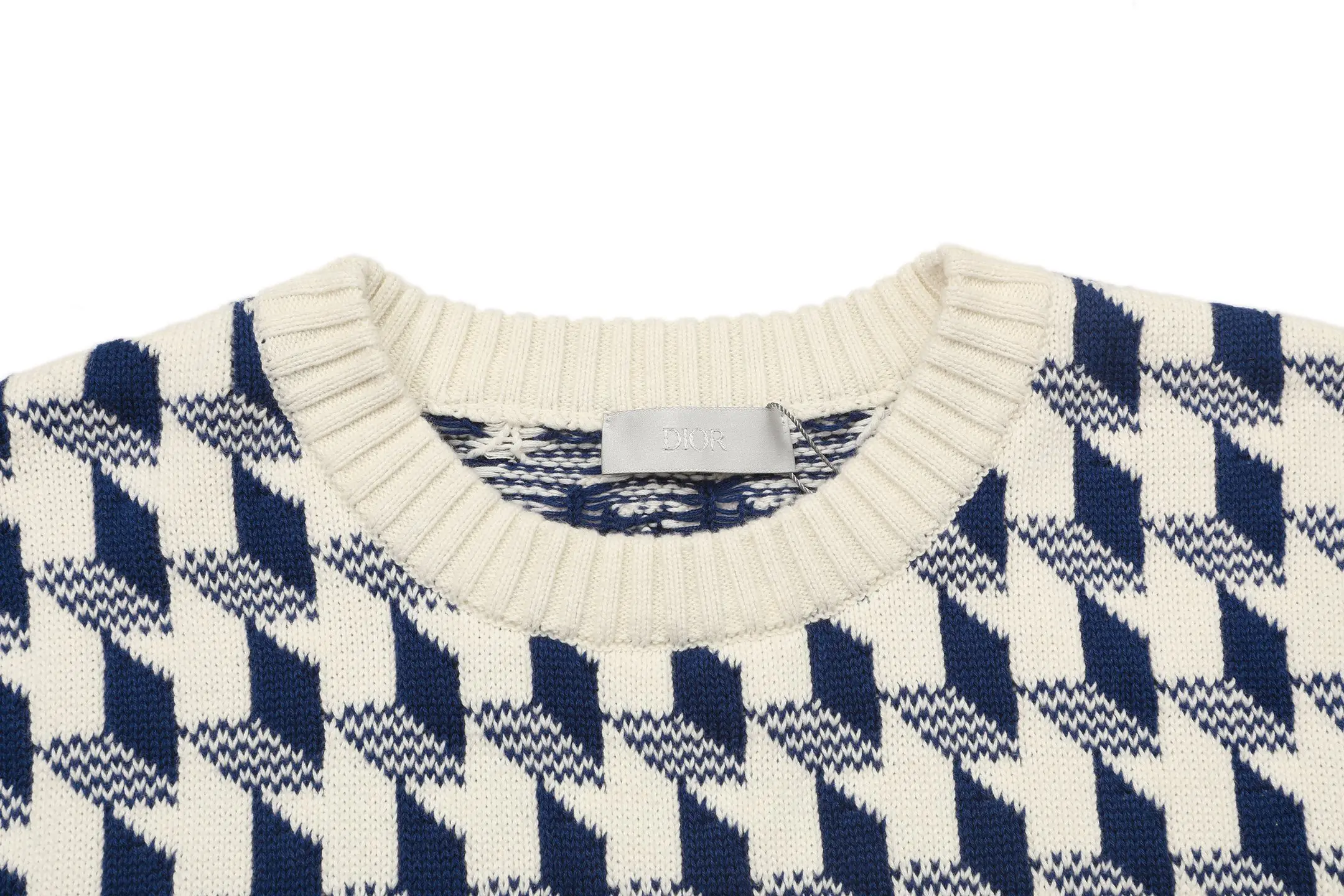 Houndstooth Jacquard Wool Crew-Neck Sweater D21021101 — view 3