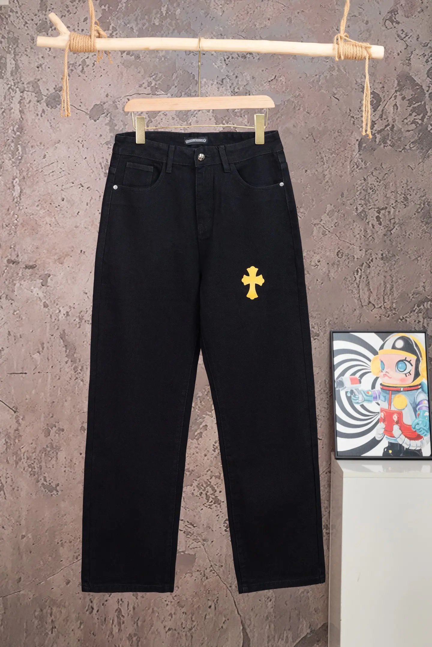 Chrome Hearts Cross Patch Straight-Leg Jeans D18021076