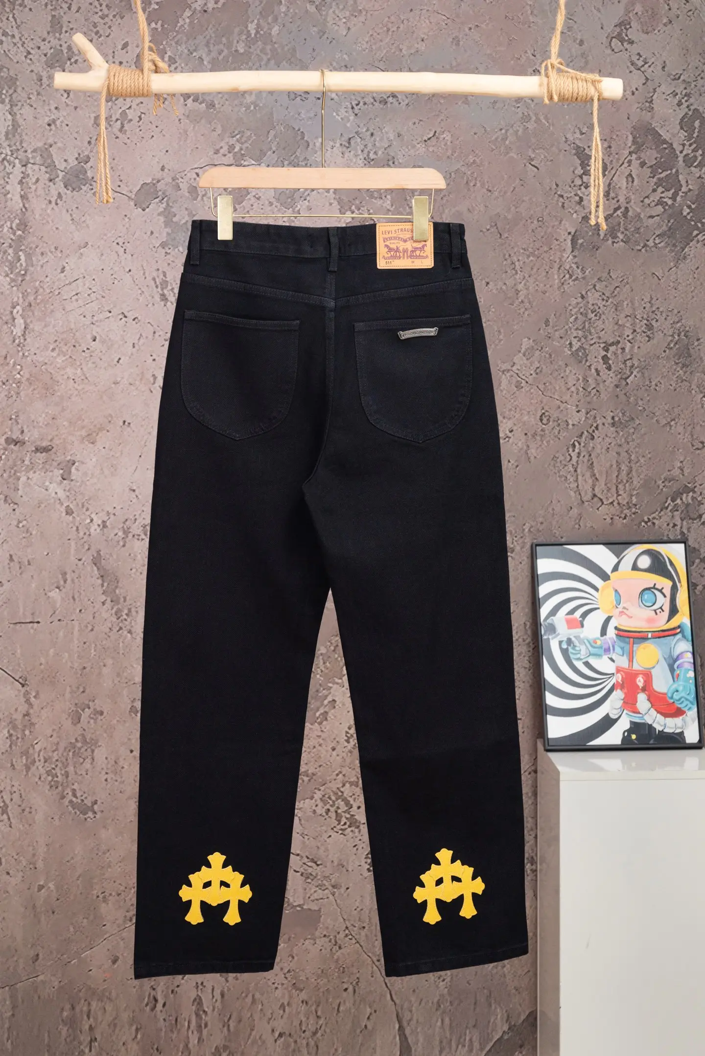 Chrome Hearts Cross Patch Straight-Leg Jeans D18021076 — view 2