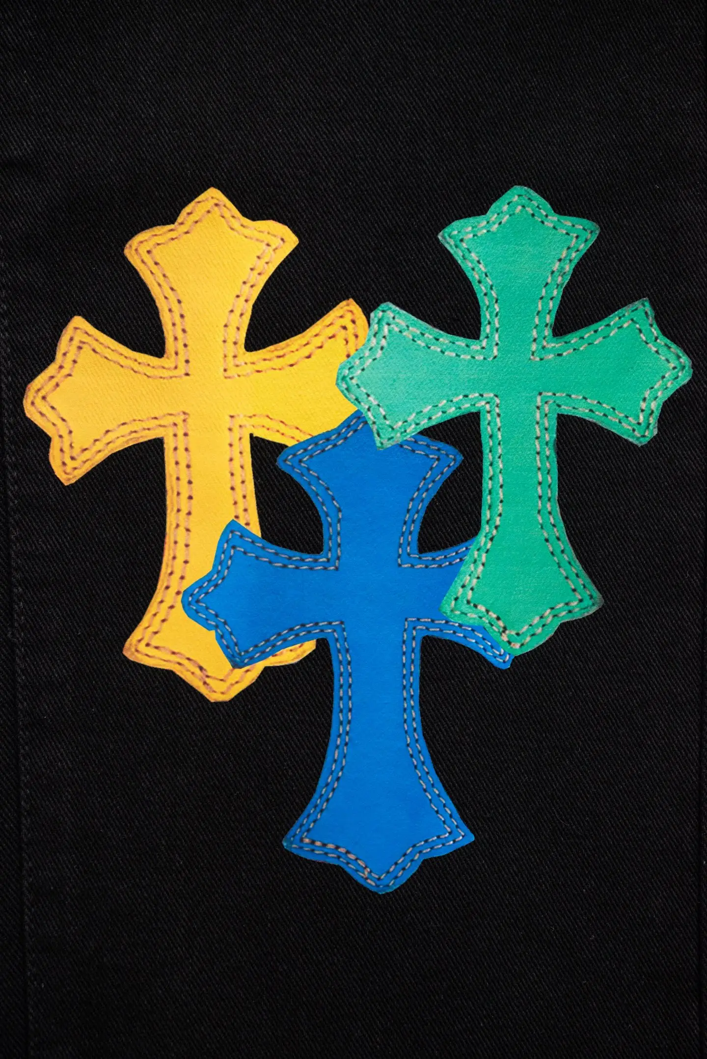 Chrome Hearts Multi-Color Cross Patch Straight-Leg Jeans D18021074 — view 8