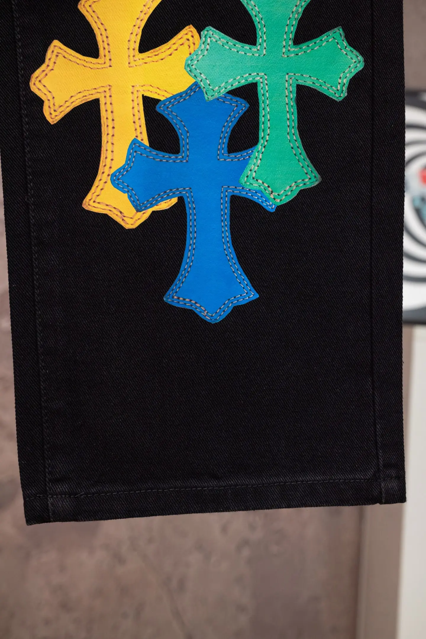 Chrome Hearts Multi-Color Cross Patch Straight-Leg Jeans D18021074 — view 10