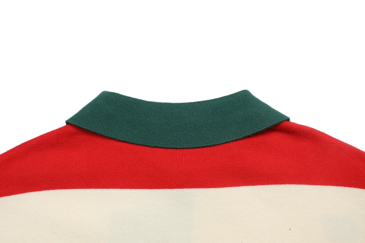 Striped Knit Polo Sweater with Interlocking G Embroidery D18521093 — view 4