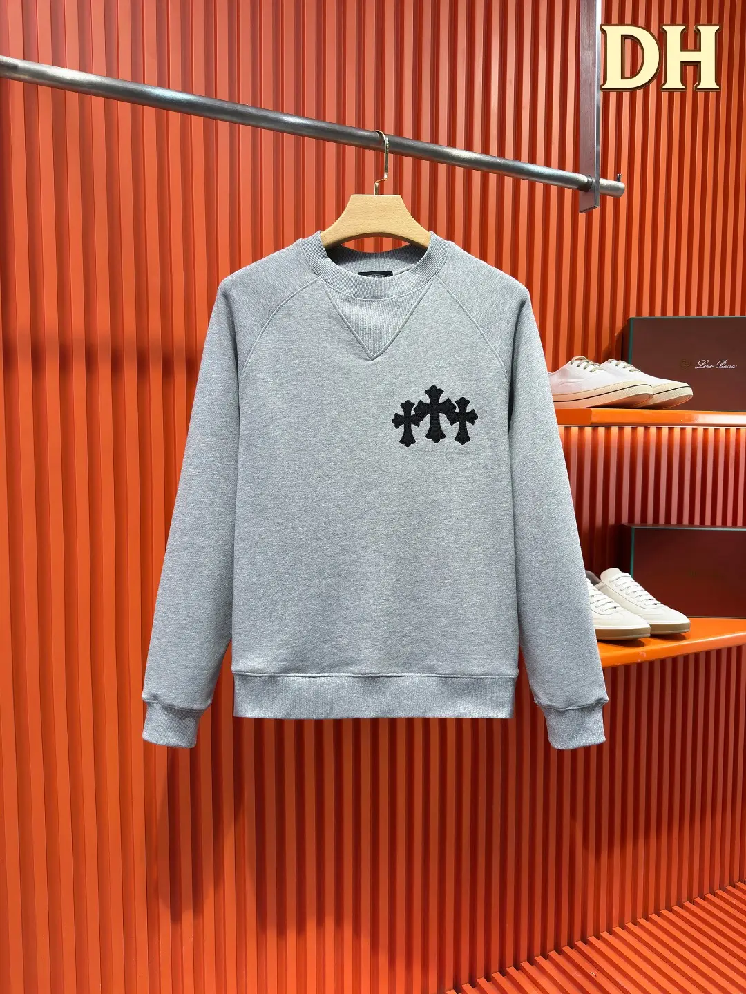 Cross Patch Embroidered Cotton Sweatshirt D19520985