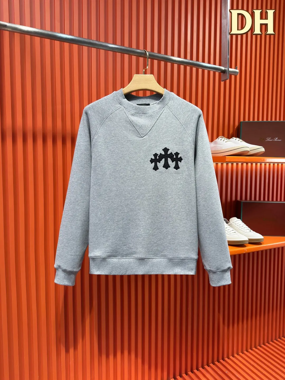 Cross Patch Embroidered Cotton Sweatshirt D19520985