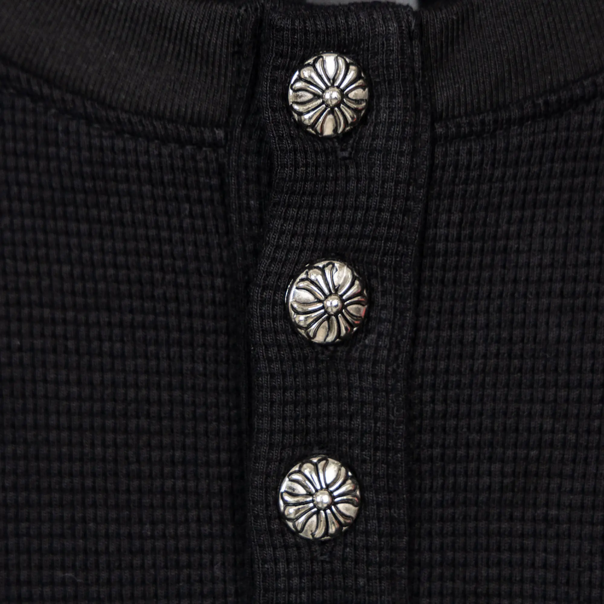 Chrome Hearts Waffle-Knit Henley Long-Sleeve Top D20021045 — view 5