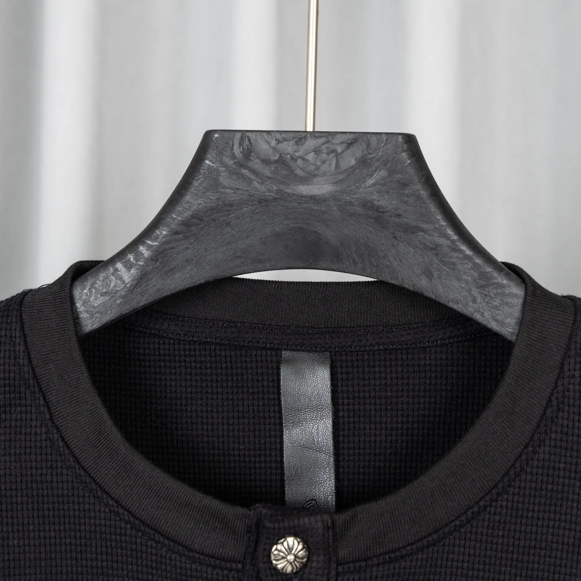 Chrome Hearts Waffle-Knit Henley Long-Sleeve Top D20021045 — view 15