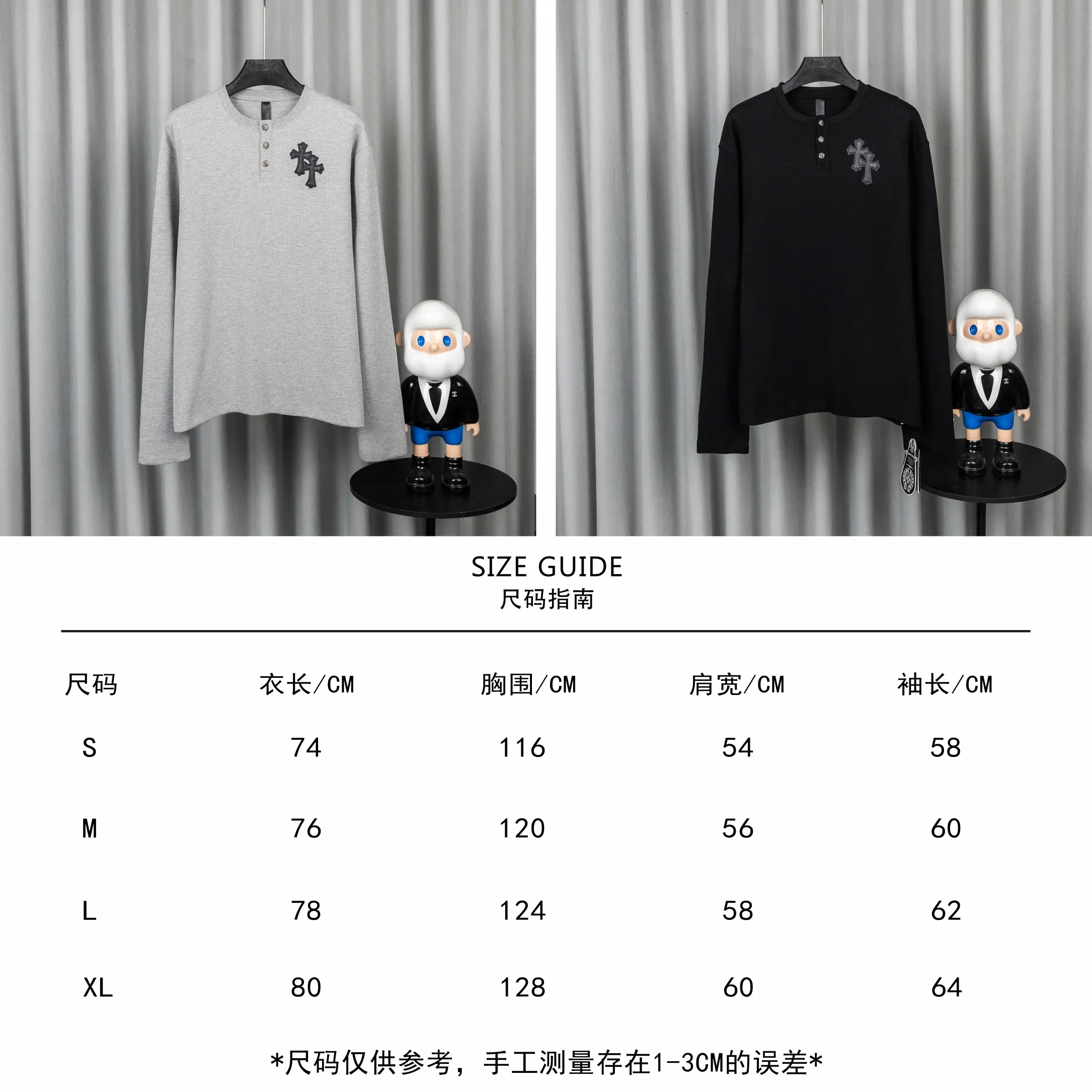 Chrome Hearts Waffle-Knit Henley Long-Sleeve Top D20021049 — view 3