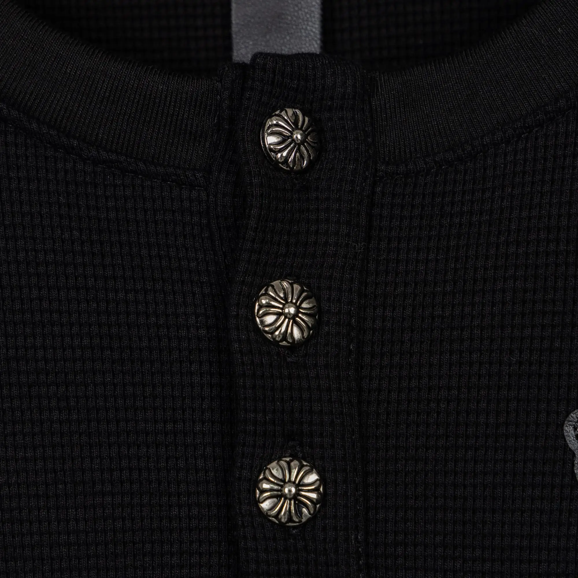 Chrome Hearts Waffle-Knit Henley Long-Sleeve Top D20021049 — view 8