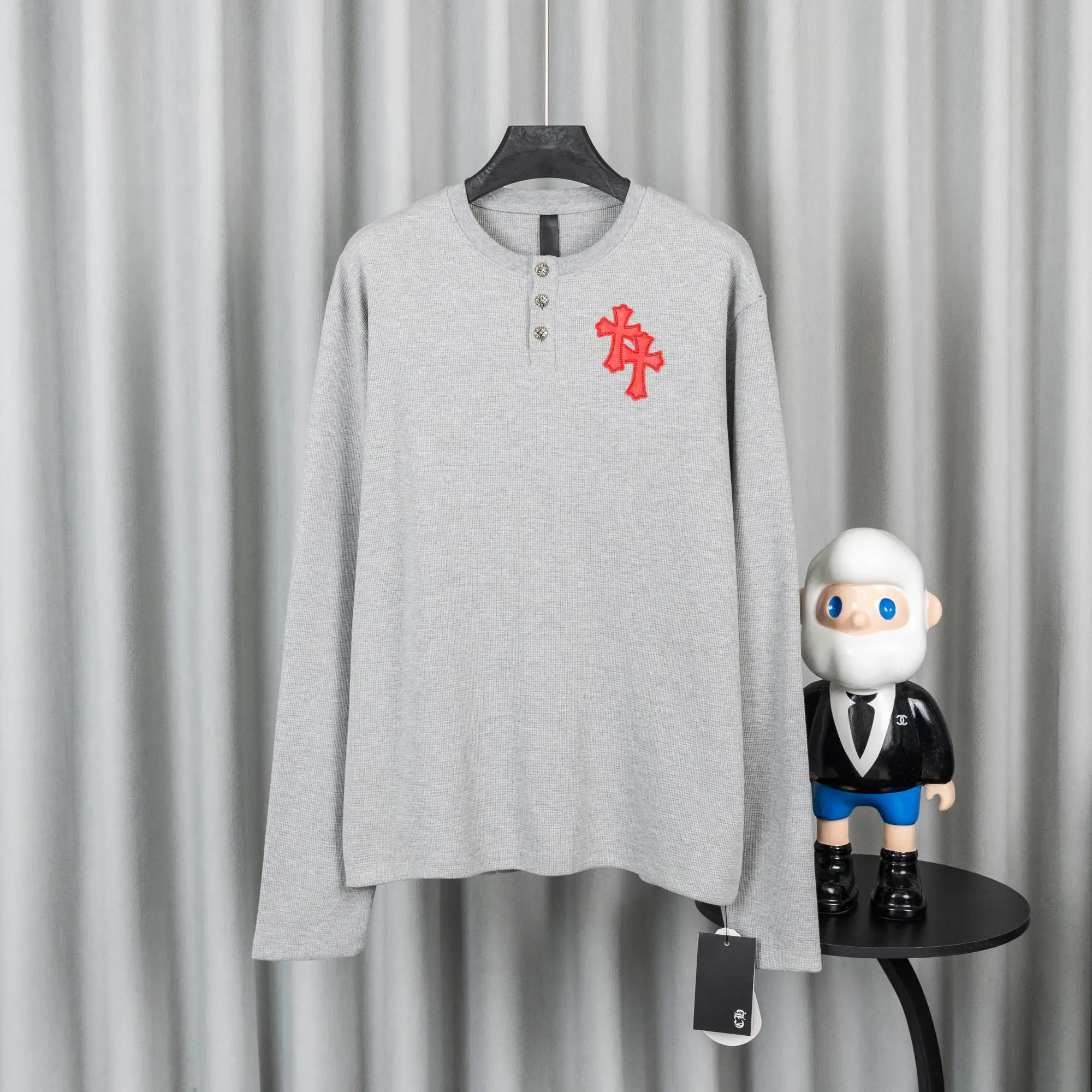 Chrome Hearts Waffle-Knit Long-Sleeve Henley D20021046