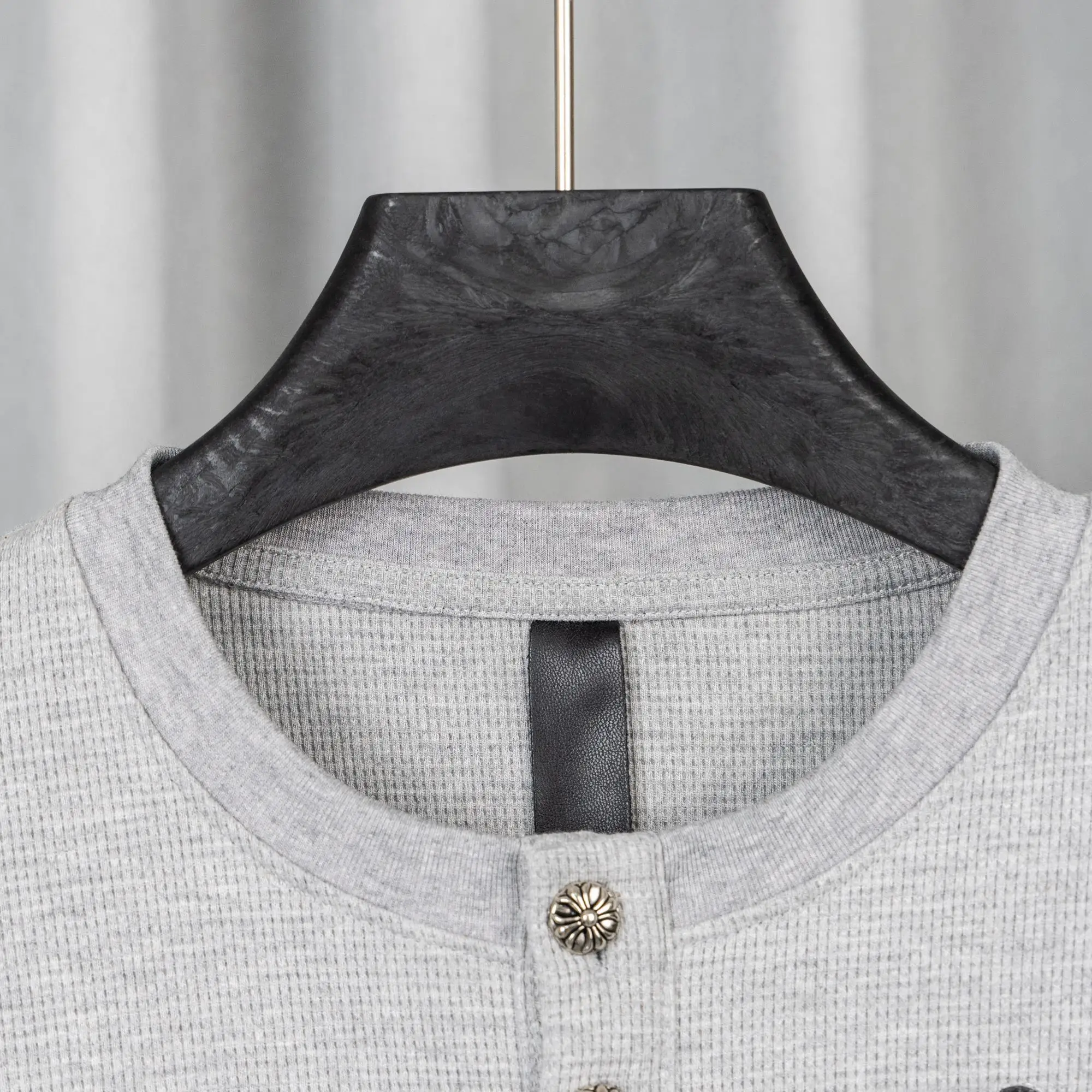 Chrome Hearts Waffle-Knit Henley Long Sleeve Top D20021050 — view 4