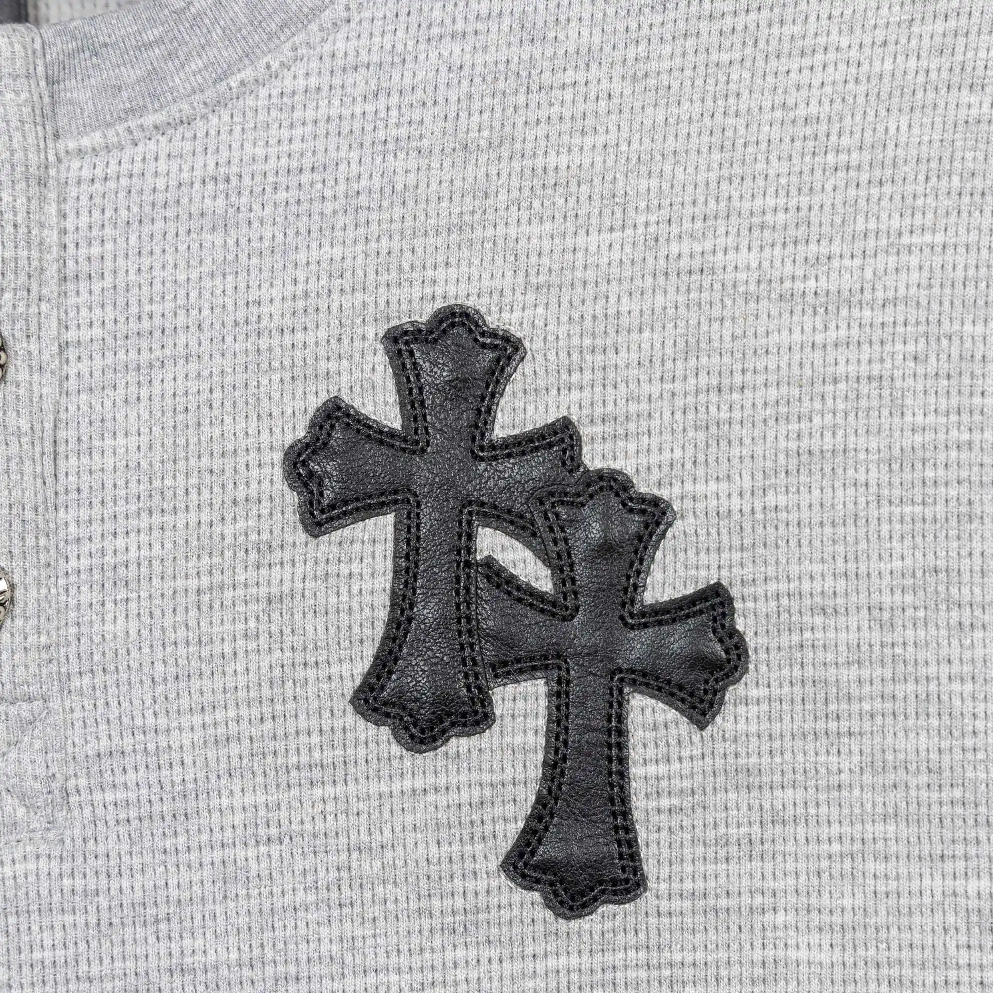 Chrome Hearts Waffle-Knit Henley Long Sleeve Top D20021050 — view 5
