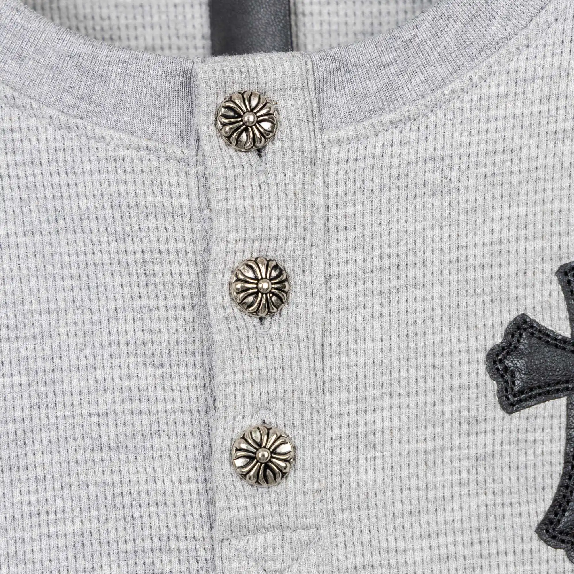 Chrome Hearts Waffle-Knit Henley Long Sleeve Top D20021050 — view 6