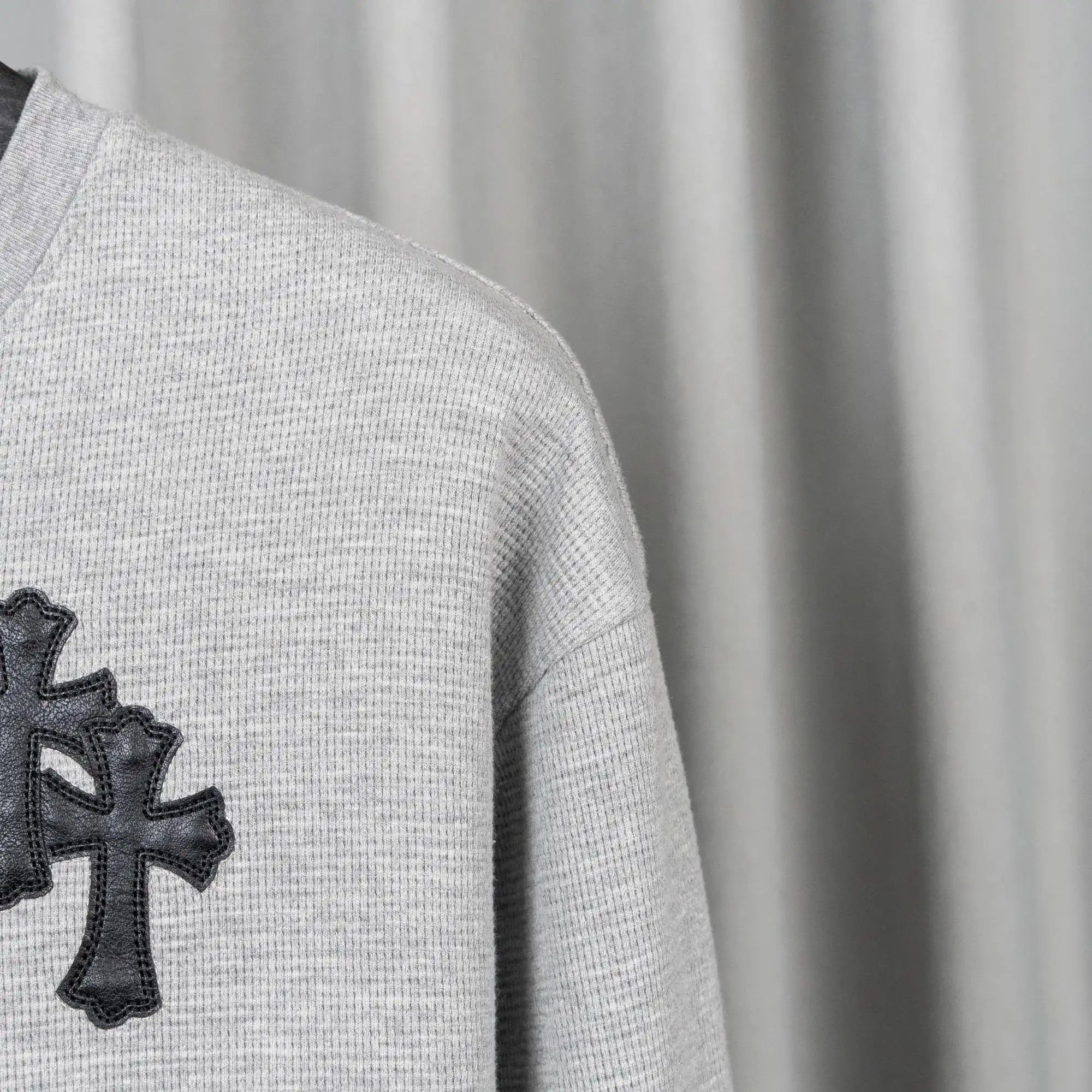 Chrome Hearts Waffle-Knit Henley Long Sleeve Top D20021050 — view 8