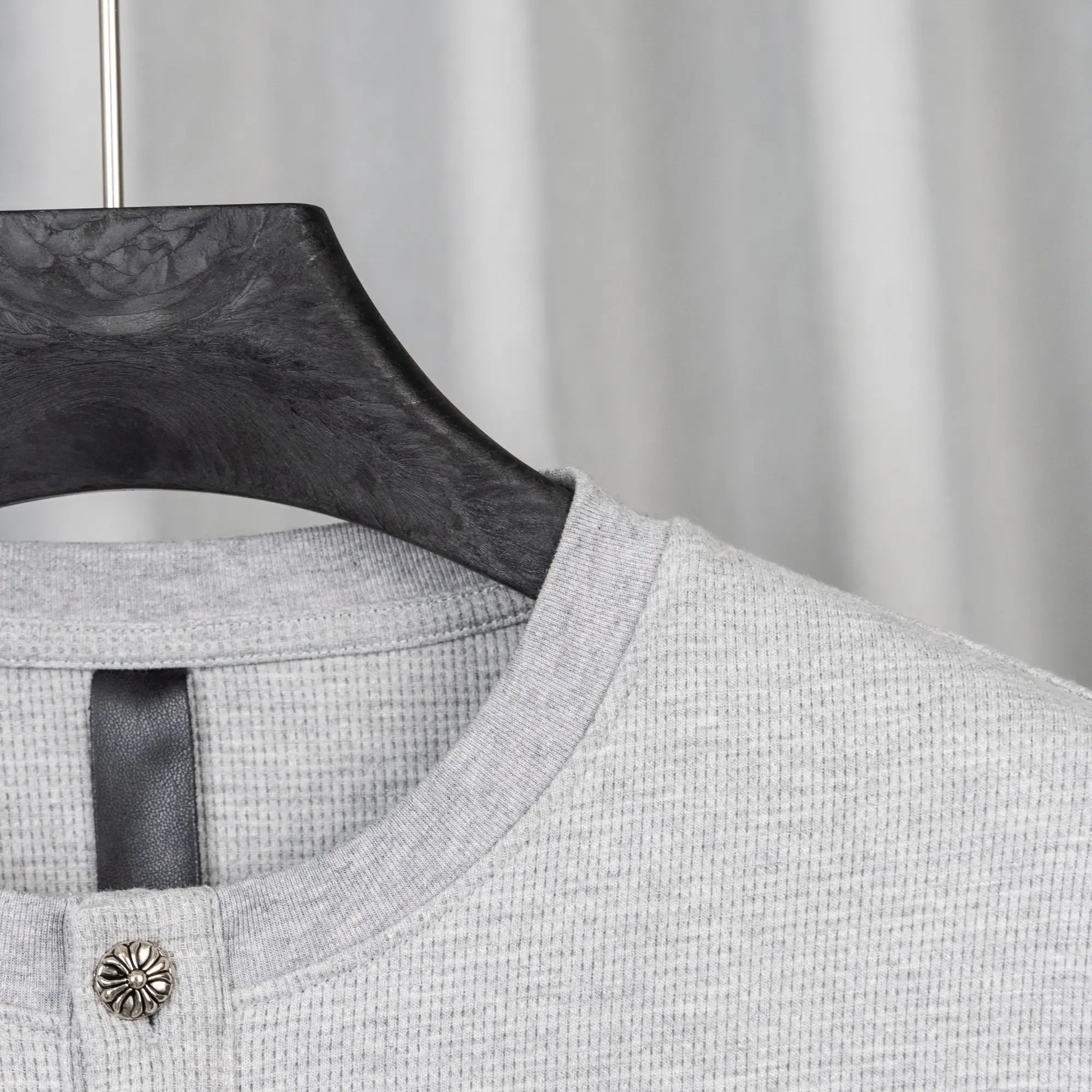 Chrome Hearts Waffle-Knit Henley Long Sleeve Top D20021050 — view 9
