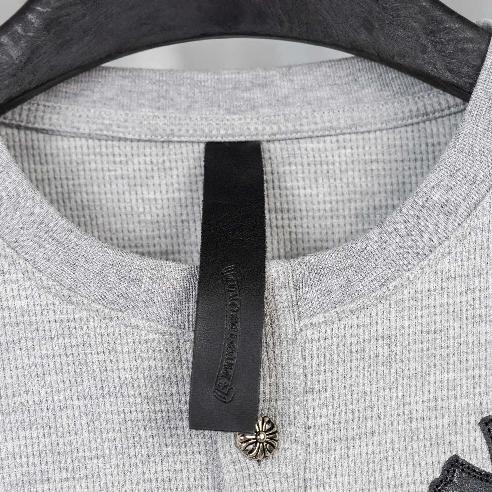 Chrome Hearts Waffle-Knit Henley Long Sleeve Top D20021050 — view 10