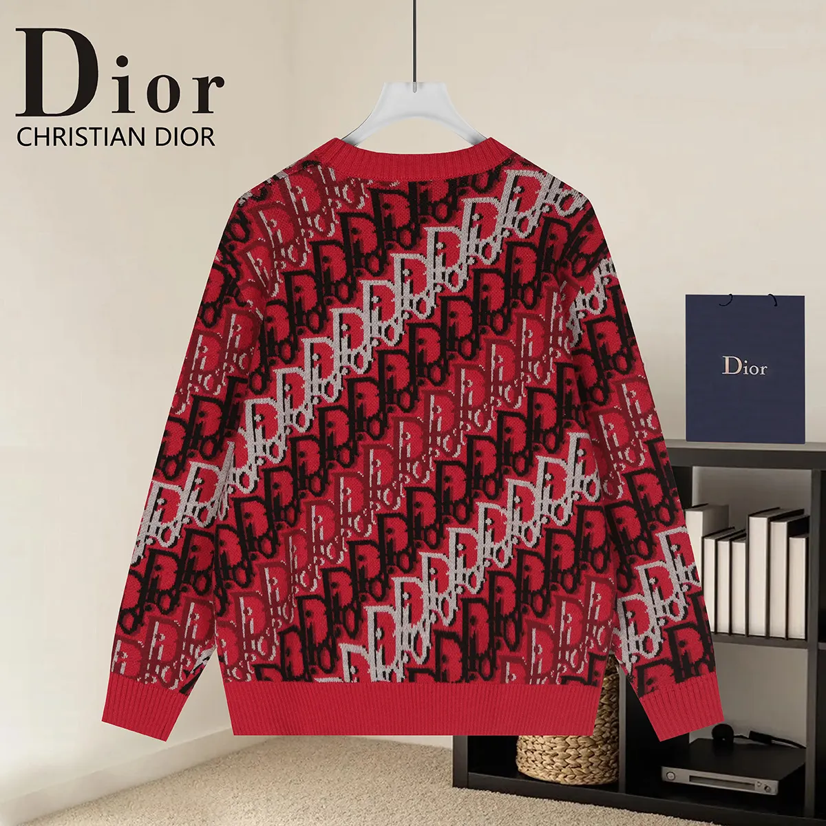 Oblique Jacquard Crew-Neck Knit Sweater D20021096 — view 2