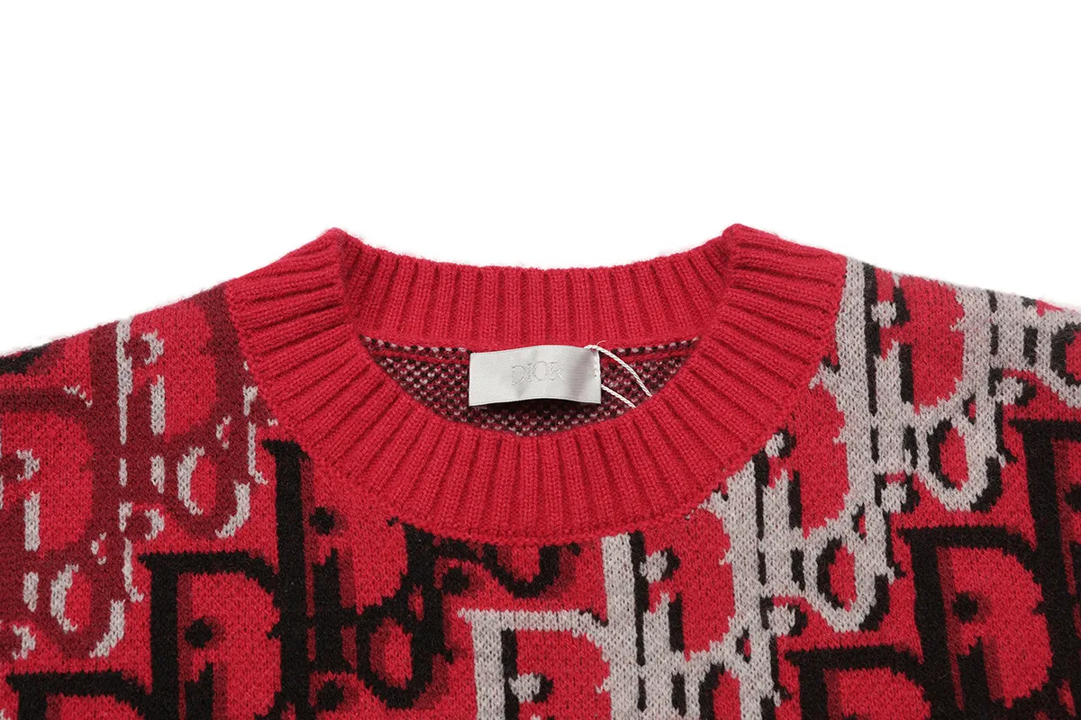 Oblique Jacquard Crew-Neck Knit Sweater D20021096 — view 3