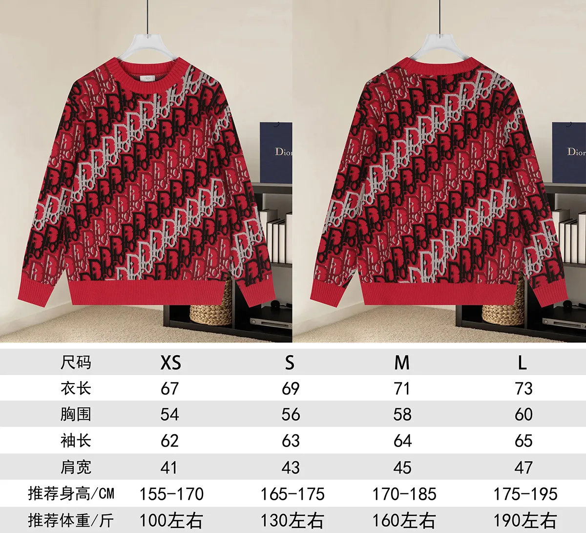Oblique Jacquard Crew-Neck Knit Sweater D20021096 — view 9