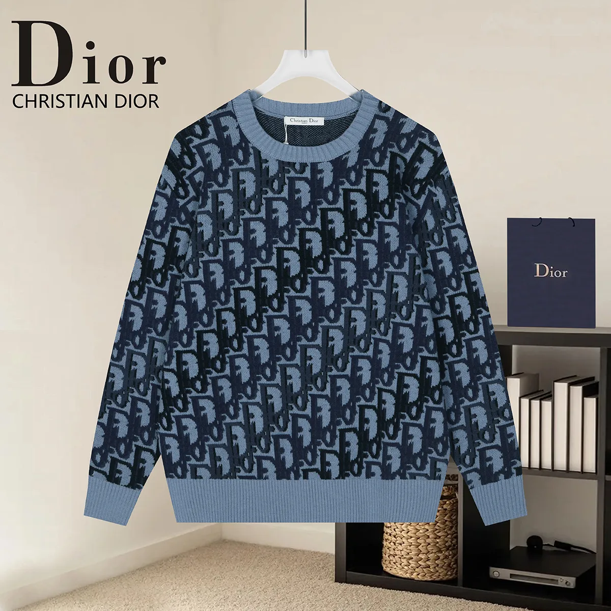 Oblique Jacquard Crew-Neck Sweater D20021094