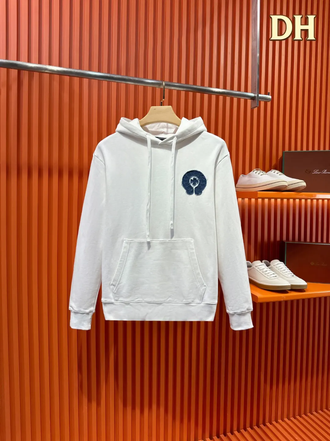 Denim Patch Horseshoe Logo Hoodie D21520987