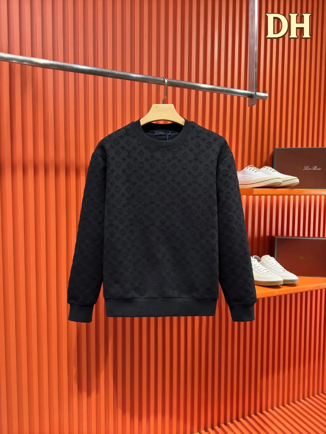 Monogram Jacquard Burnout Crew-Neck Sweatshirt D21521000