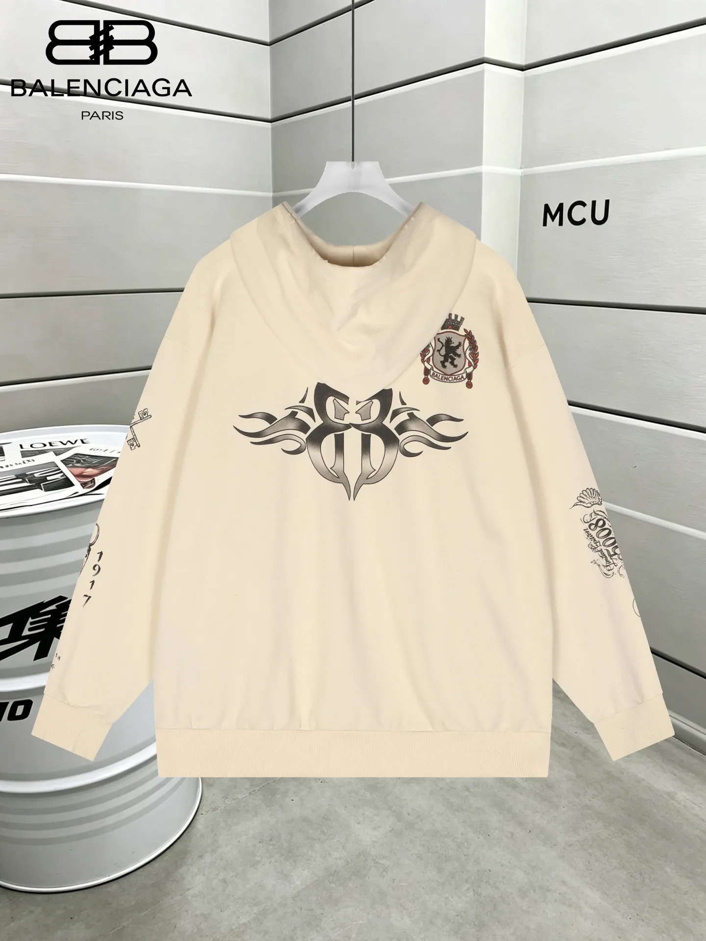 Tattoo Print Oversized Zip-Up Hoodie D22521105 — view 2