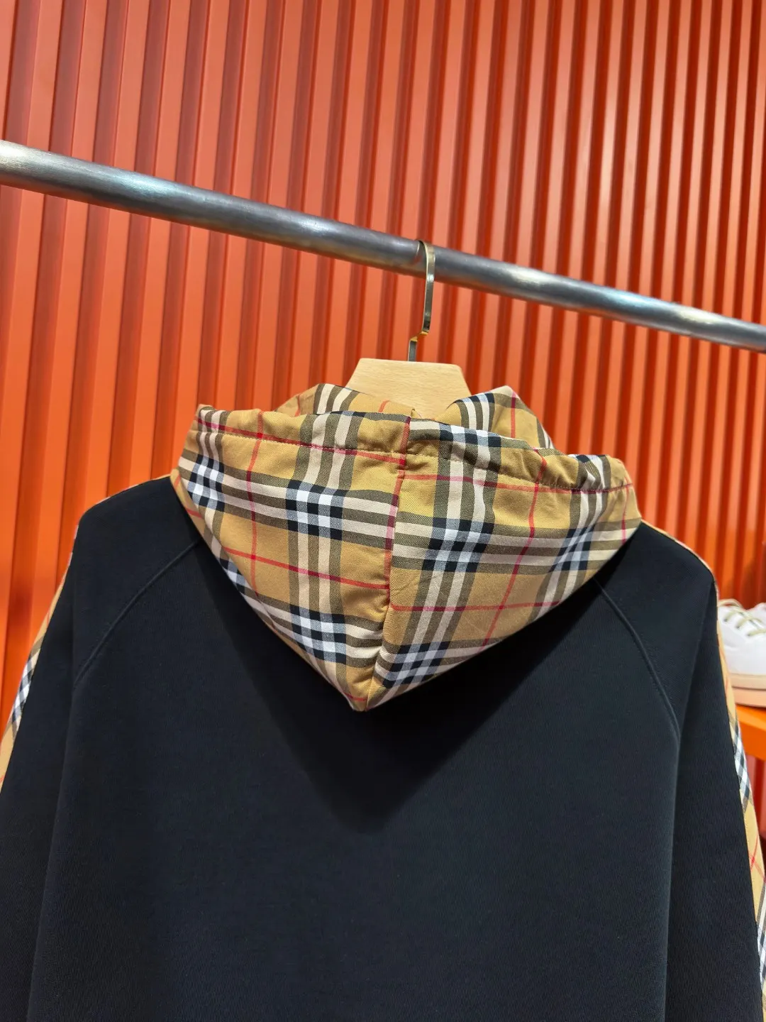Vintage Check Panel Cotton Blend Zip Hoodie D23521019 — view 9