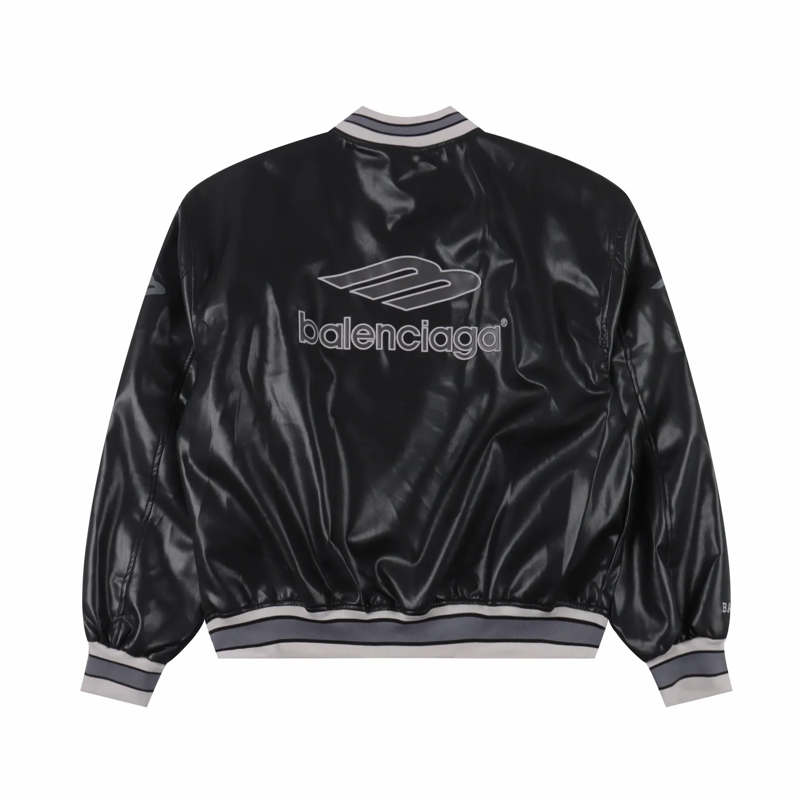 Embroidered Faux Leather Bomber Jacket D24021091 — view 2