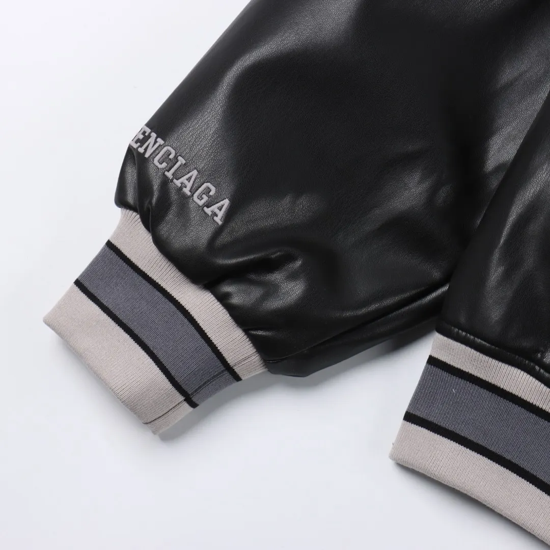 Embroidered Faux Leather Bomber Jacket D24021091 — view 6