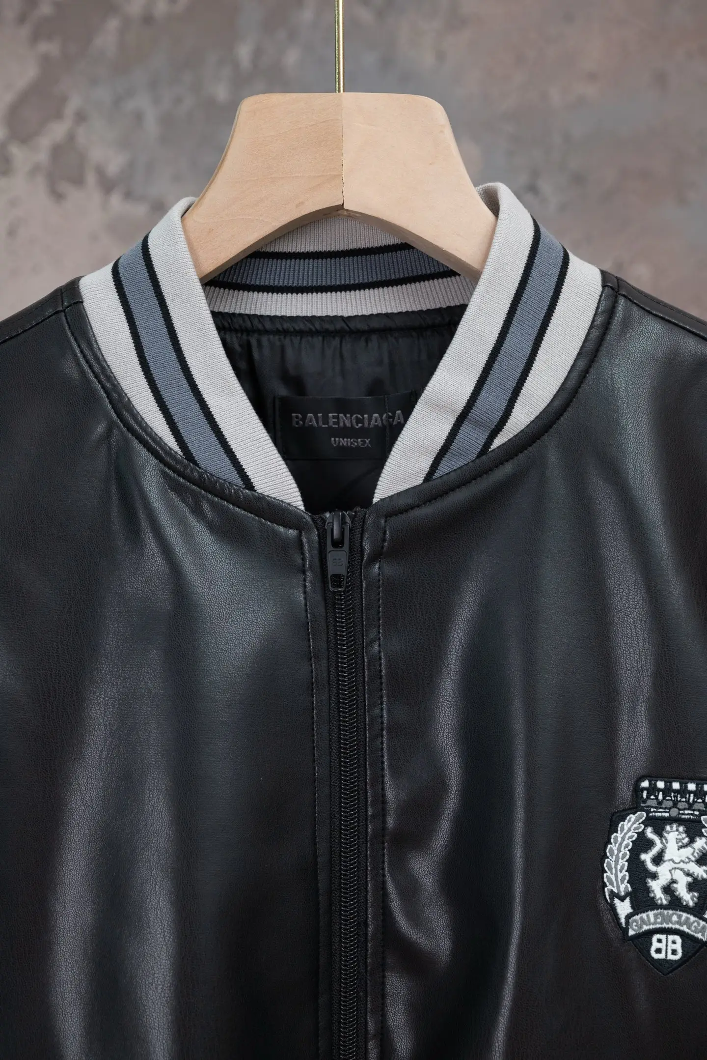 Embroidered Faux Leather Bomber Jacket D24021092 — view 3