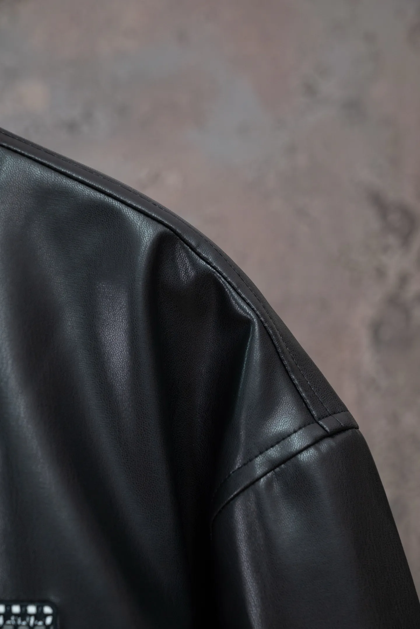 Embroidered Faux Leather Bomber Jacket D24021092 — view 7
