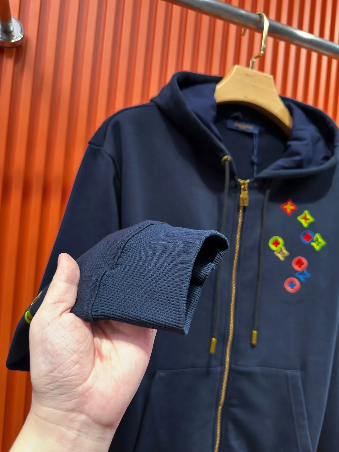 Embroidered Monogram Zip-Up Hoodie D24521021 — view 5