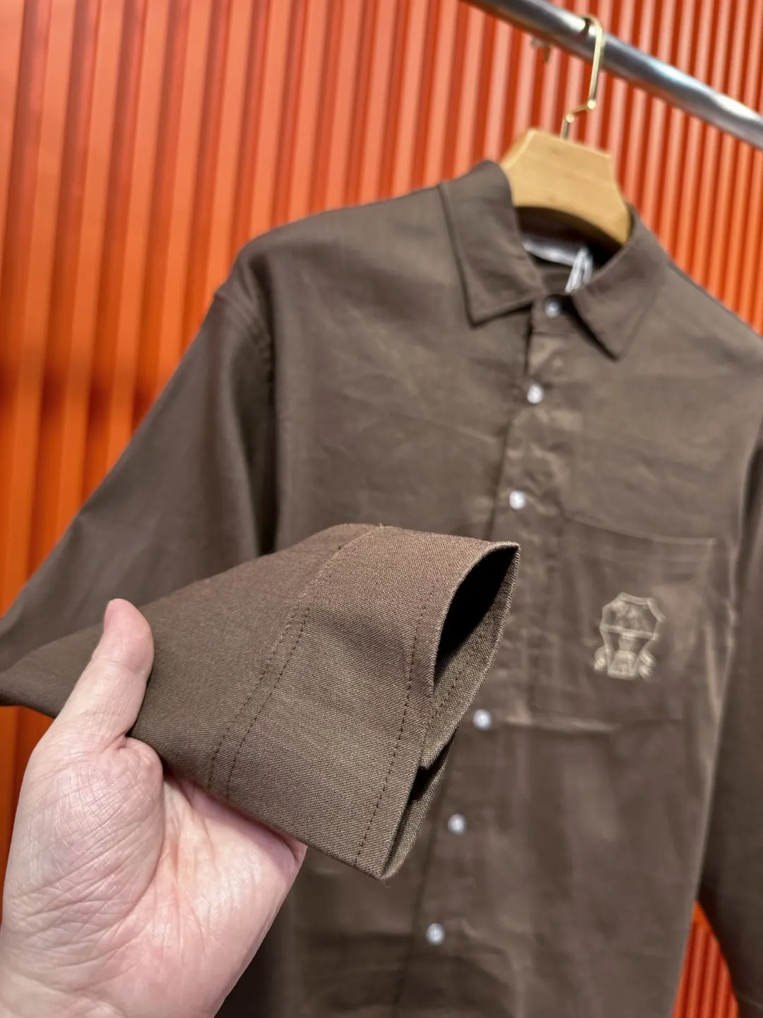 Embroidered Tencel-Linen Shirt and Trousers Set D41021018 — view 10