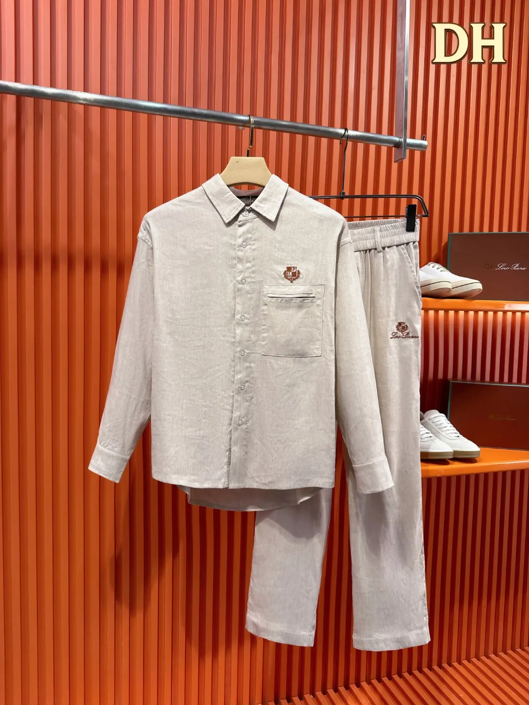 Linen and Tencel Blend Shirt and Trousers Set D41021015 — view 2