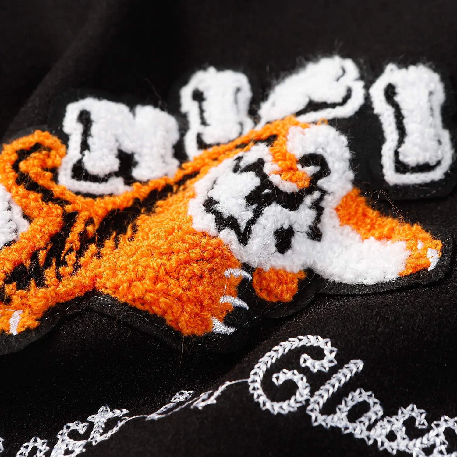 Tiger Embroidered Leather-Sleeved Varsity Jacket D24523475 — view 3