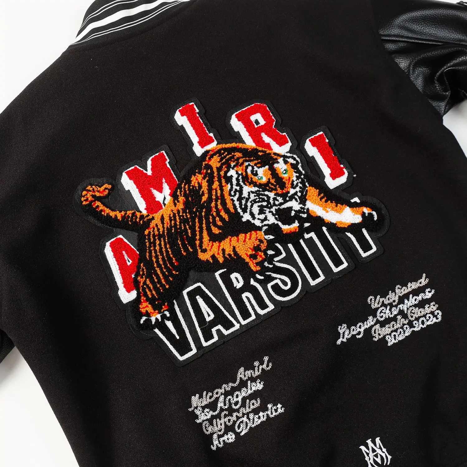 Tiger Embroidered Leather-Sleeved Varsity Jacket D24523475 — view 8