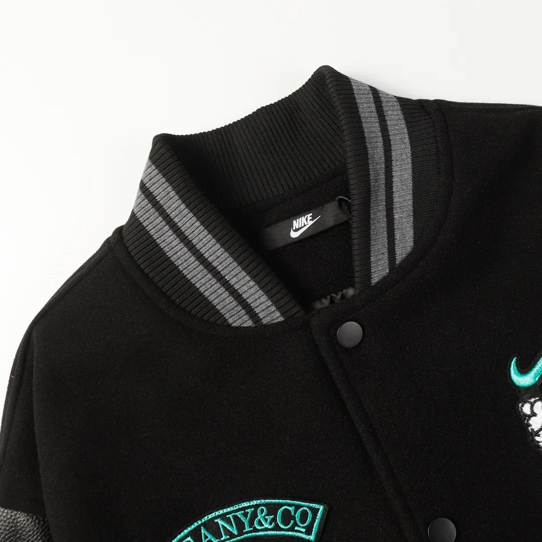 Embroidered Patch Leather-Sleeve Varsity Jacket D24523472 — view 2
