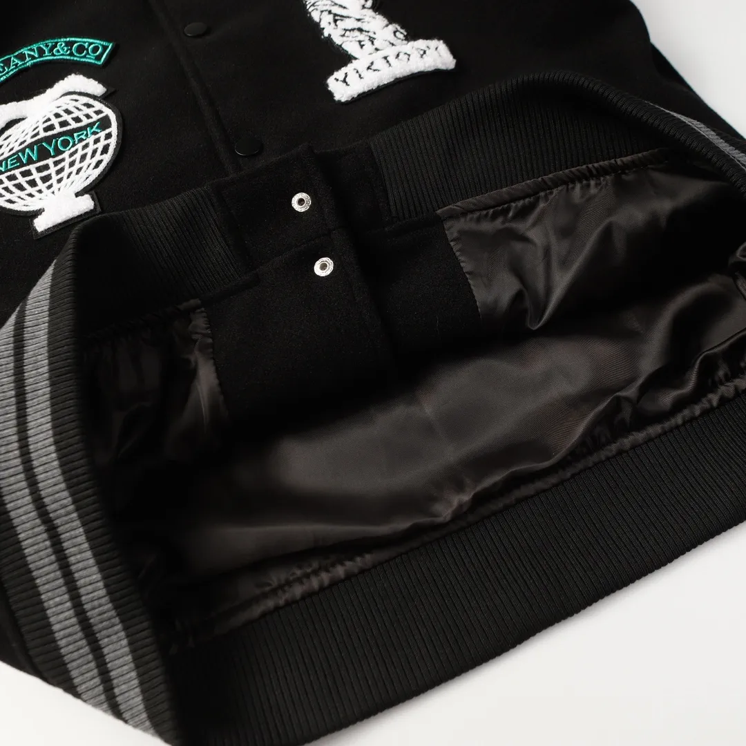 Embroidered Patch Leather-Sleeve Varsity Jacket D24523472 — view 4