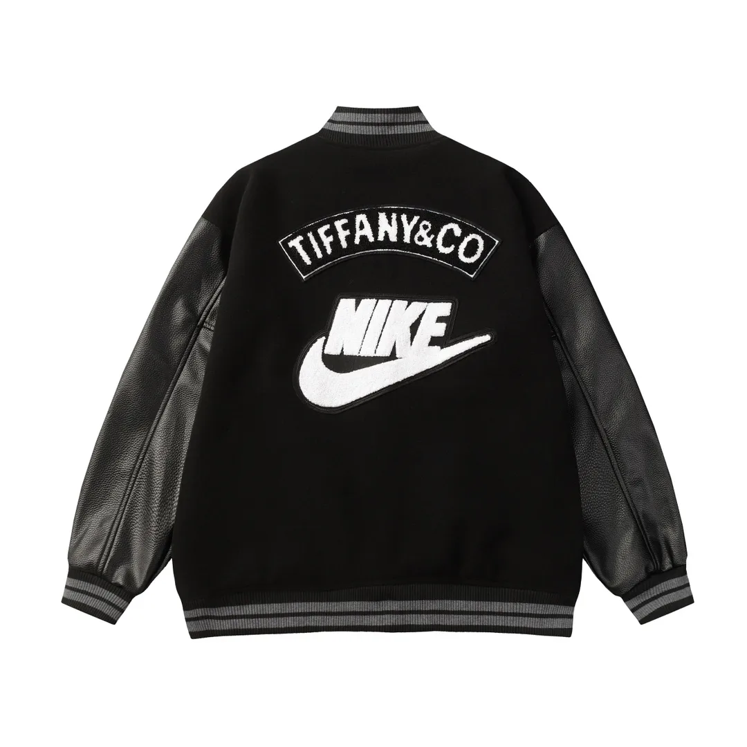 Embroidered Patch Leather-Sleeve Varsity Jacket D24523472 — view 9