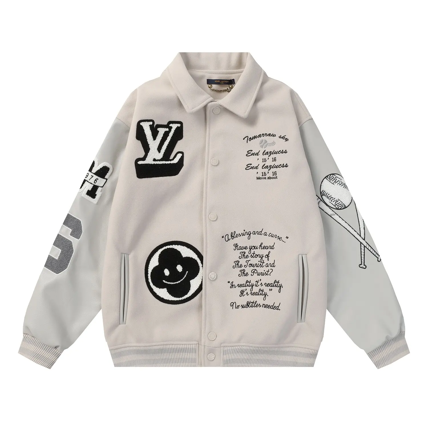 Embroidered Patch Varsity Bomber Jacket D25523476