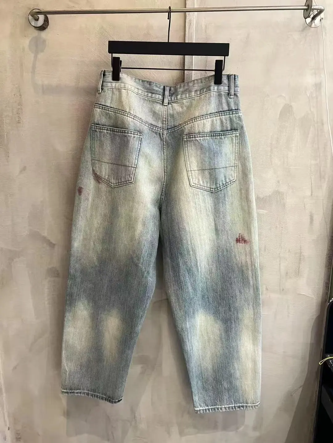 ANCELLM Distressed Patchwork Tapered Jeans D19521876 — view 2