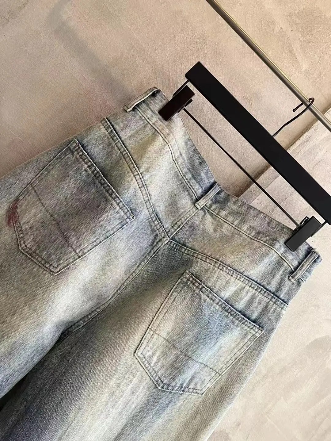 ANCELLM Distressed Patchwork Tapered Jeans D19521876 — view 5