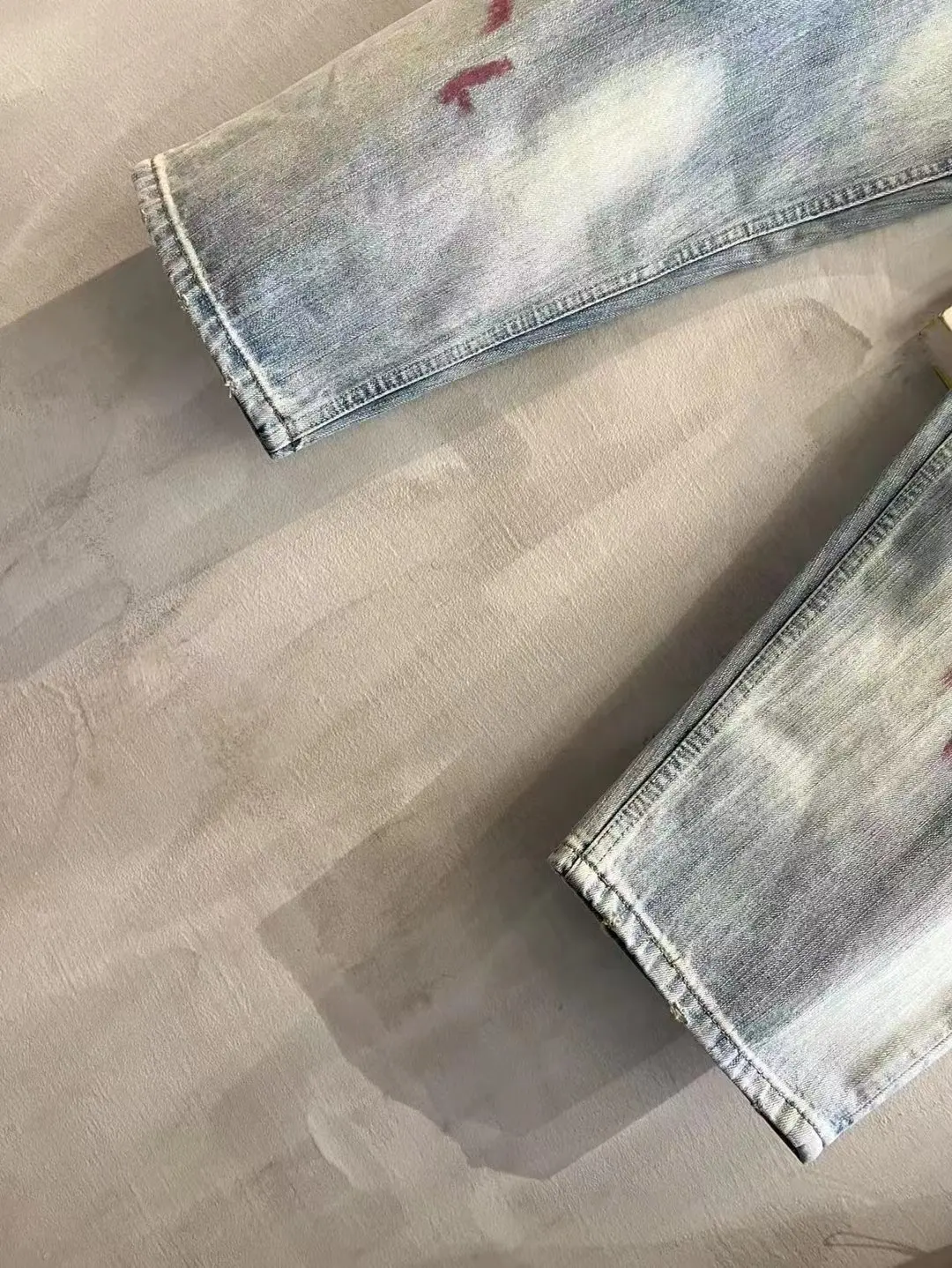 ANCELLM Distressed Patchwork Tapered Jeans D19521876 — view 6