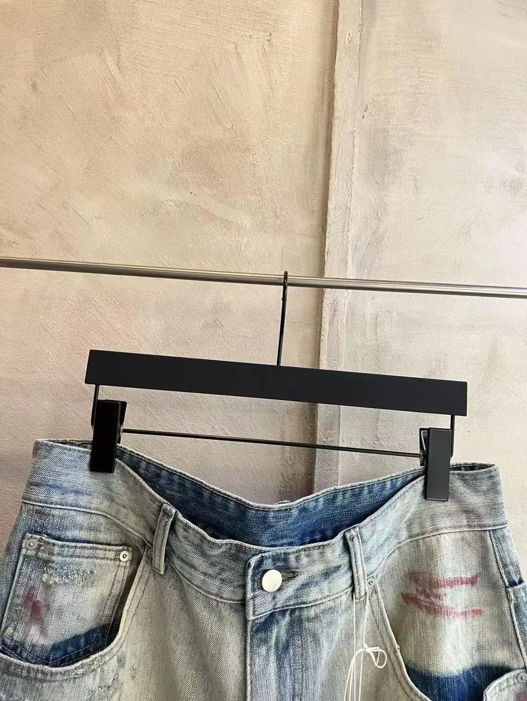 ANCELLM Distressed Patchwork Tapered Jeans D19521876 — view 7