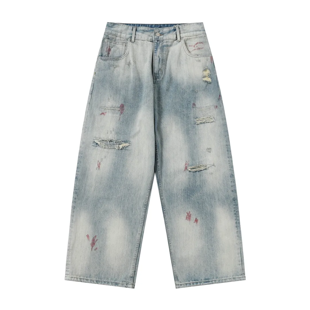 ANCELLM Distressed Patchwork Tapered Jeans D19521876 — view 10