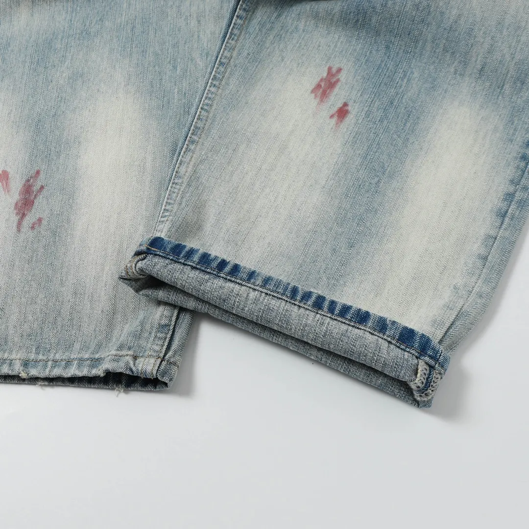 ANCELLM Distressed Patchwork Tapered Jeans D19521876 — view 16